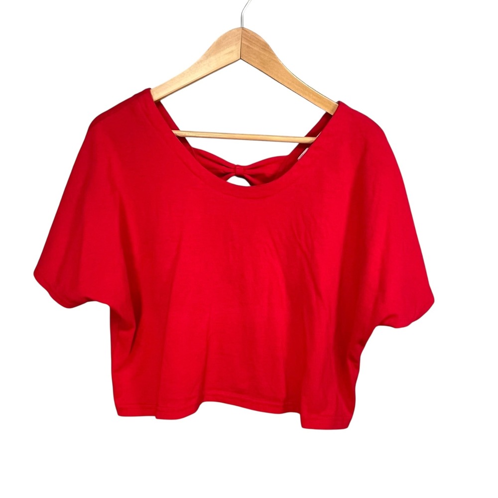 Currants‎ by Jeri-Jo Vintage Red Bow Back Cropped T-Shirt Large Short Sleeve L